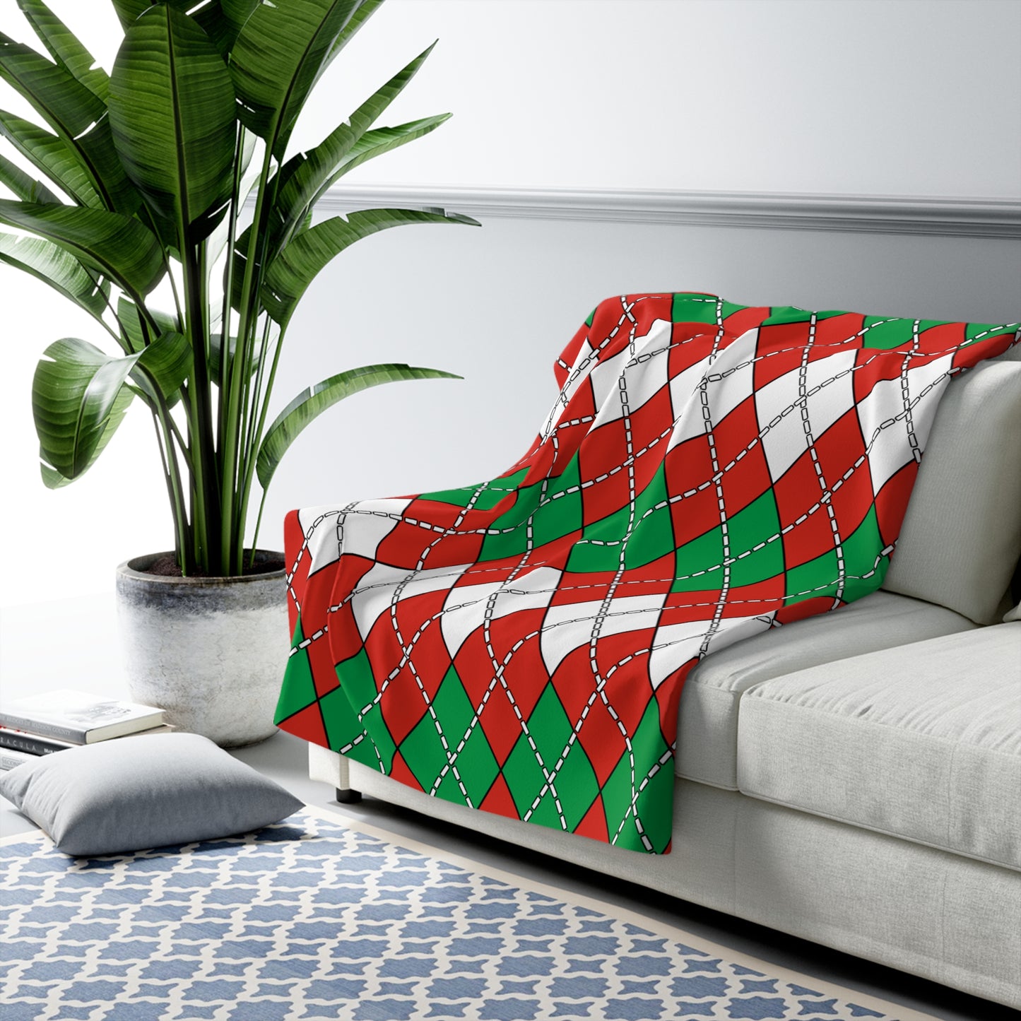 Pais Vasco Retro Argyle Blanket Throw