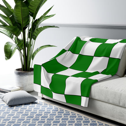 Green, White Retro Check Blanket Throw