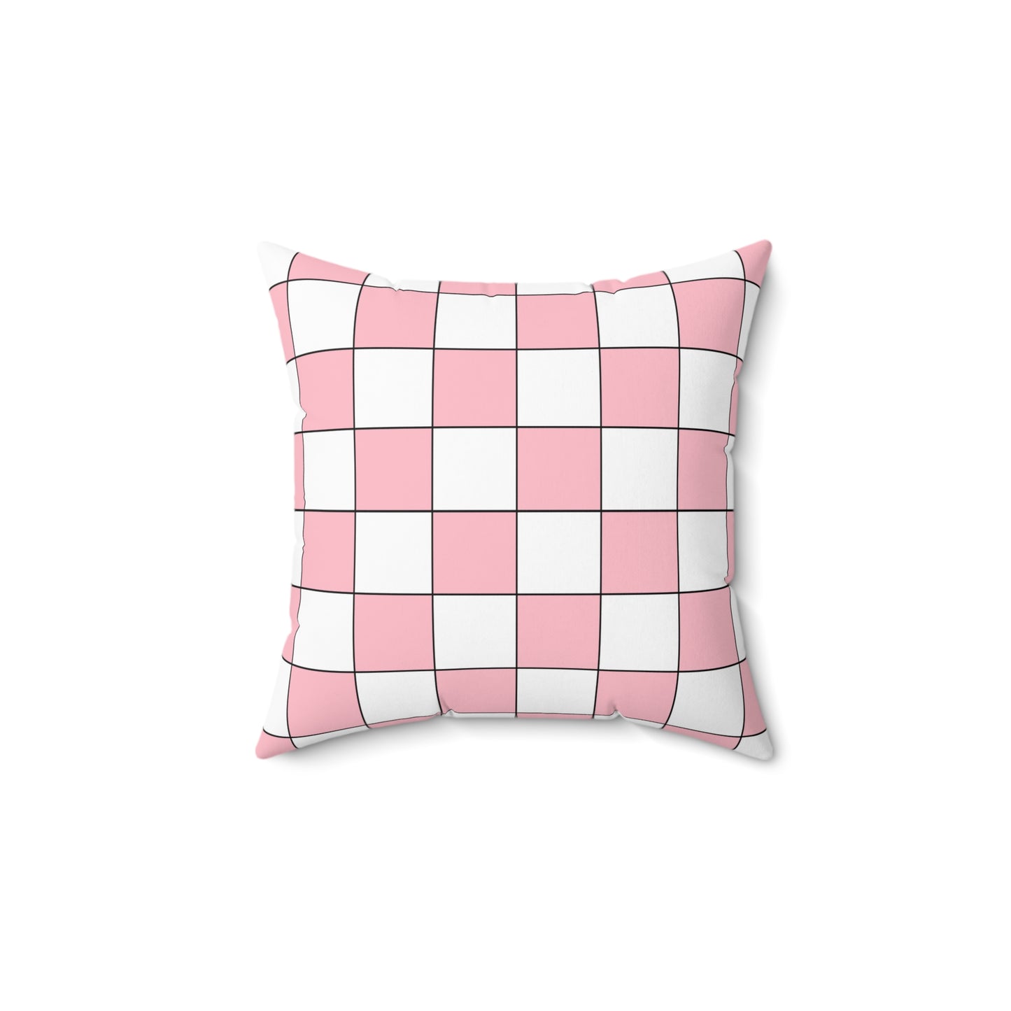 Pink, White Retro Check Cushion Pillow