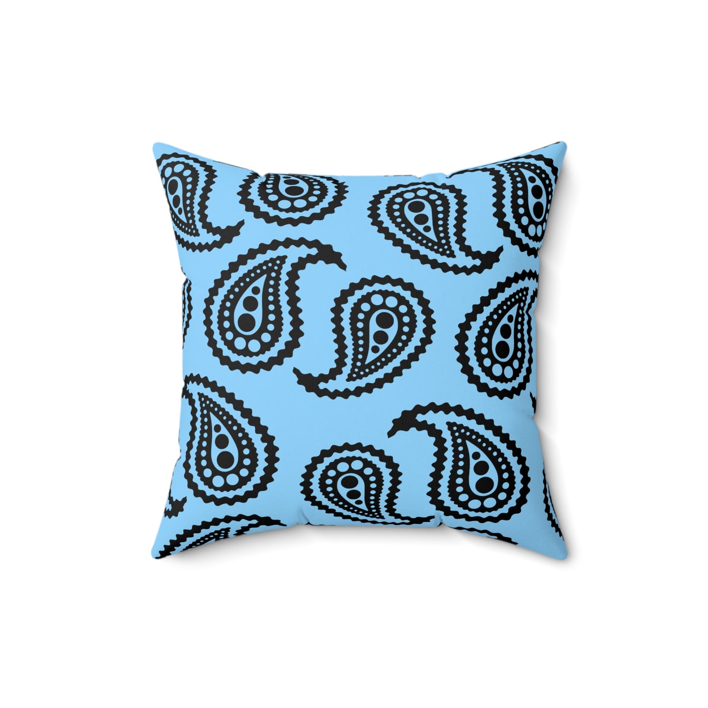 Light Blue, Black Retro Paisley Cushion Pillow