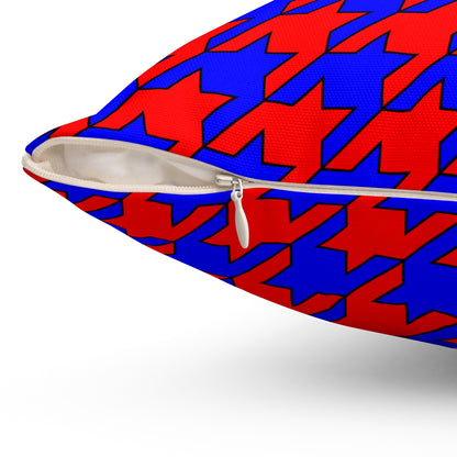 Blue, Red Retro Houndstooth Cushion Pillow