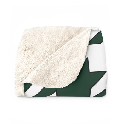 Dark Green, White Retro Houndstooth Blanket Throw