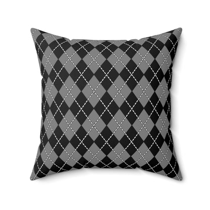 Grey, Black Retro Argyle Cushion Pillow