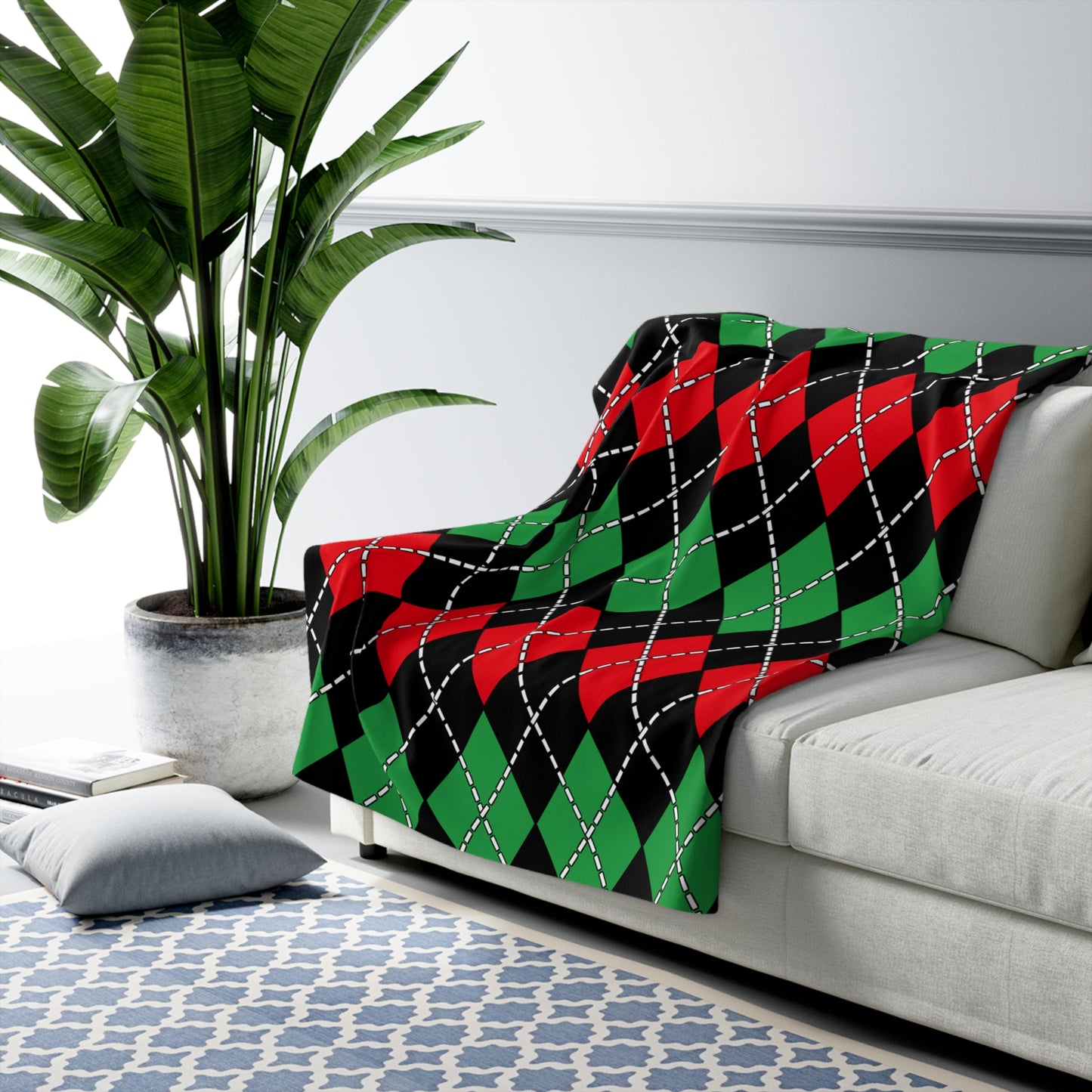 Libya Retro Argyle Blanket Throw