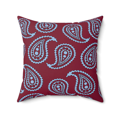 Claret, Blue Retro Paisley Cushion Pillow