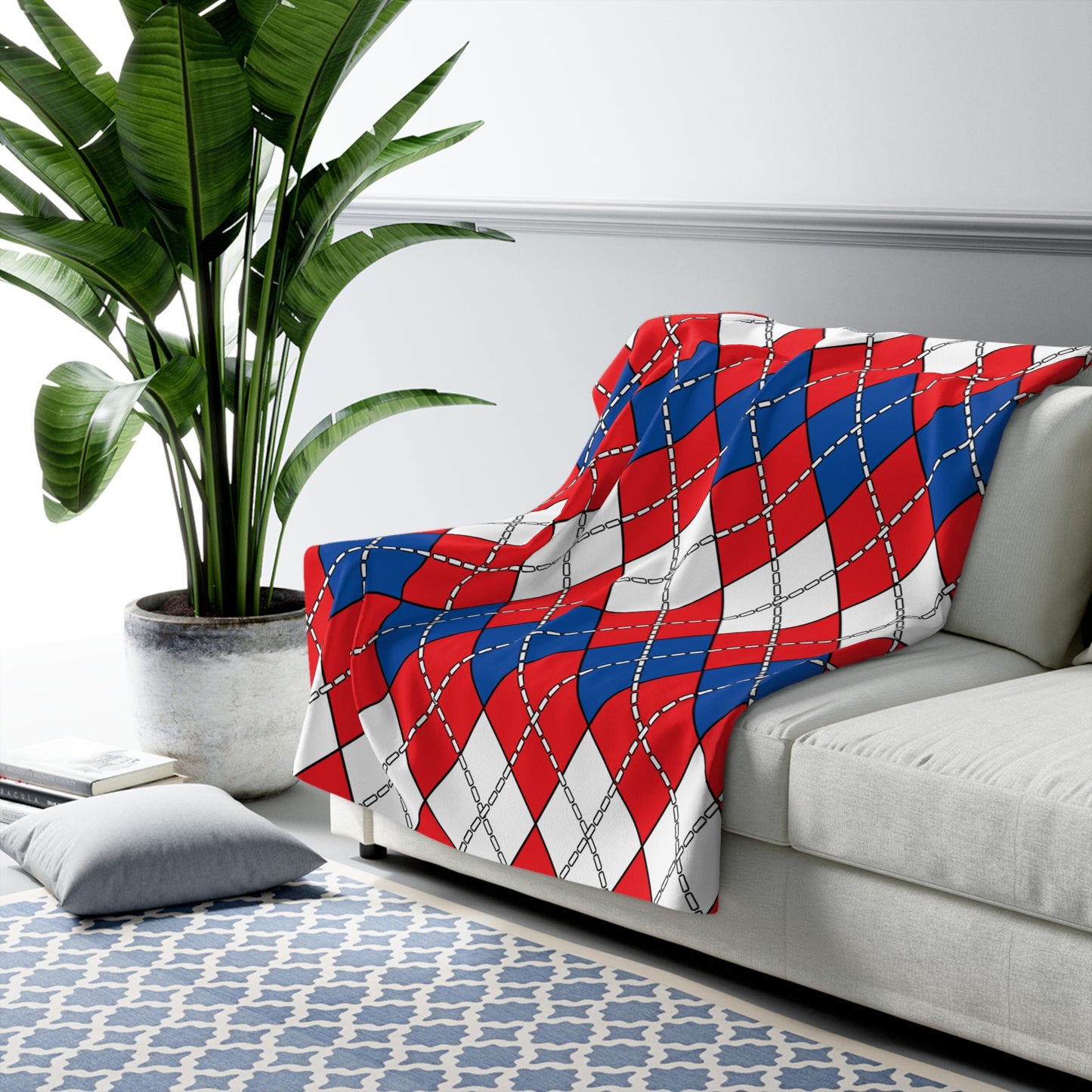 Slovakia Retro Argyle Blanket Throw
