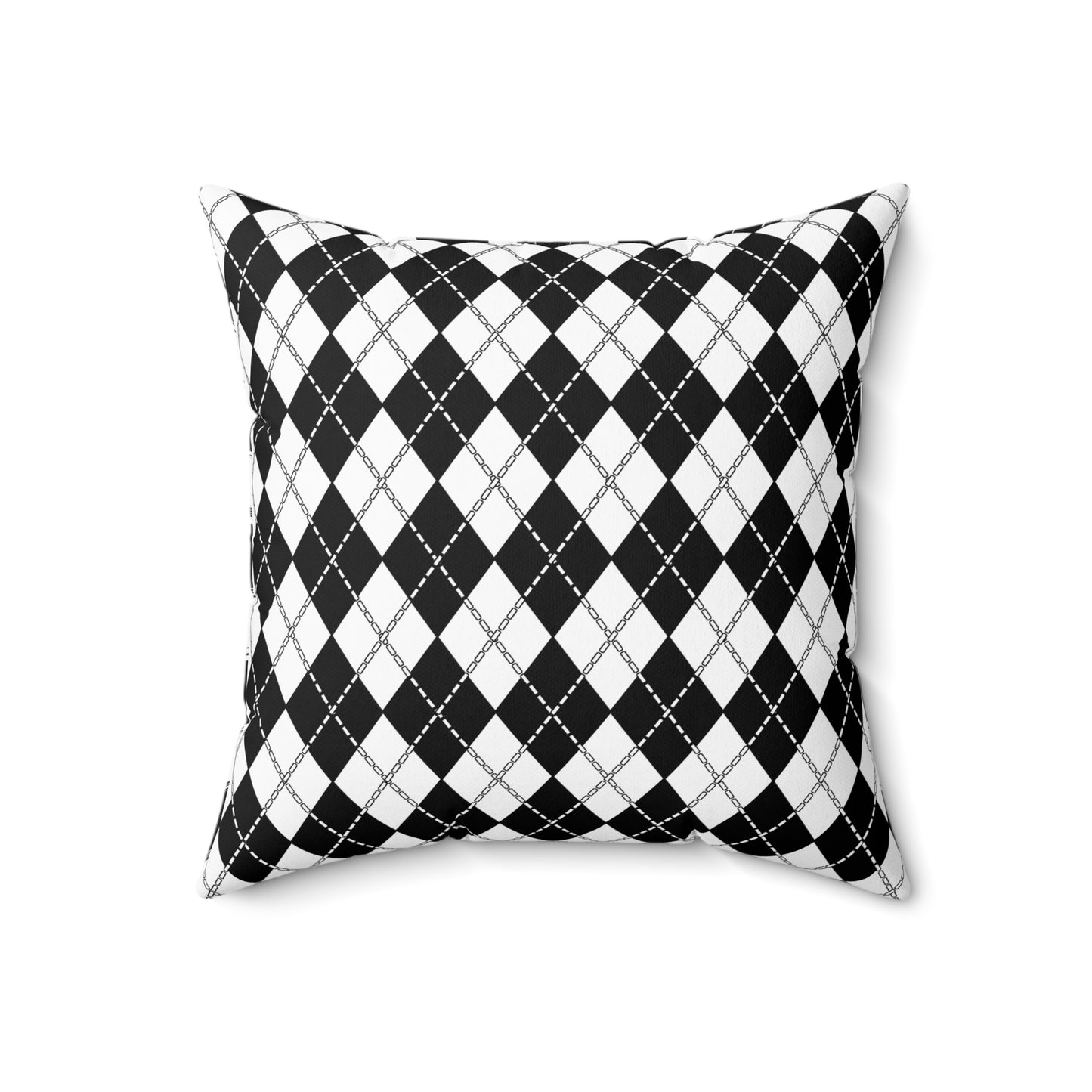White, Black Retro Argyle Cushion Pillow