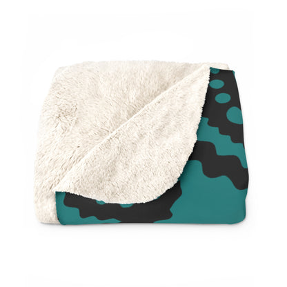 Teal, Black Retro Paisley Blanket Throw
