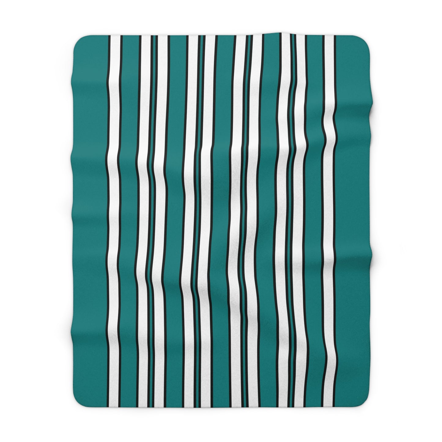 Teal, White Retro Stripes Blanket Throw