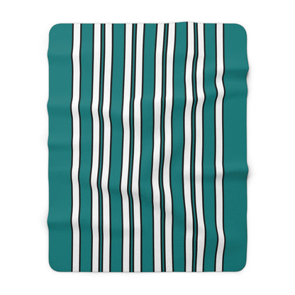 Teal, White Retro Stripes Blanket Throw