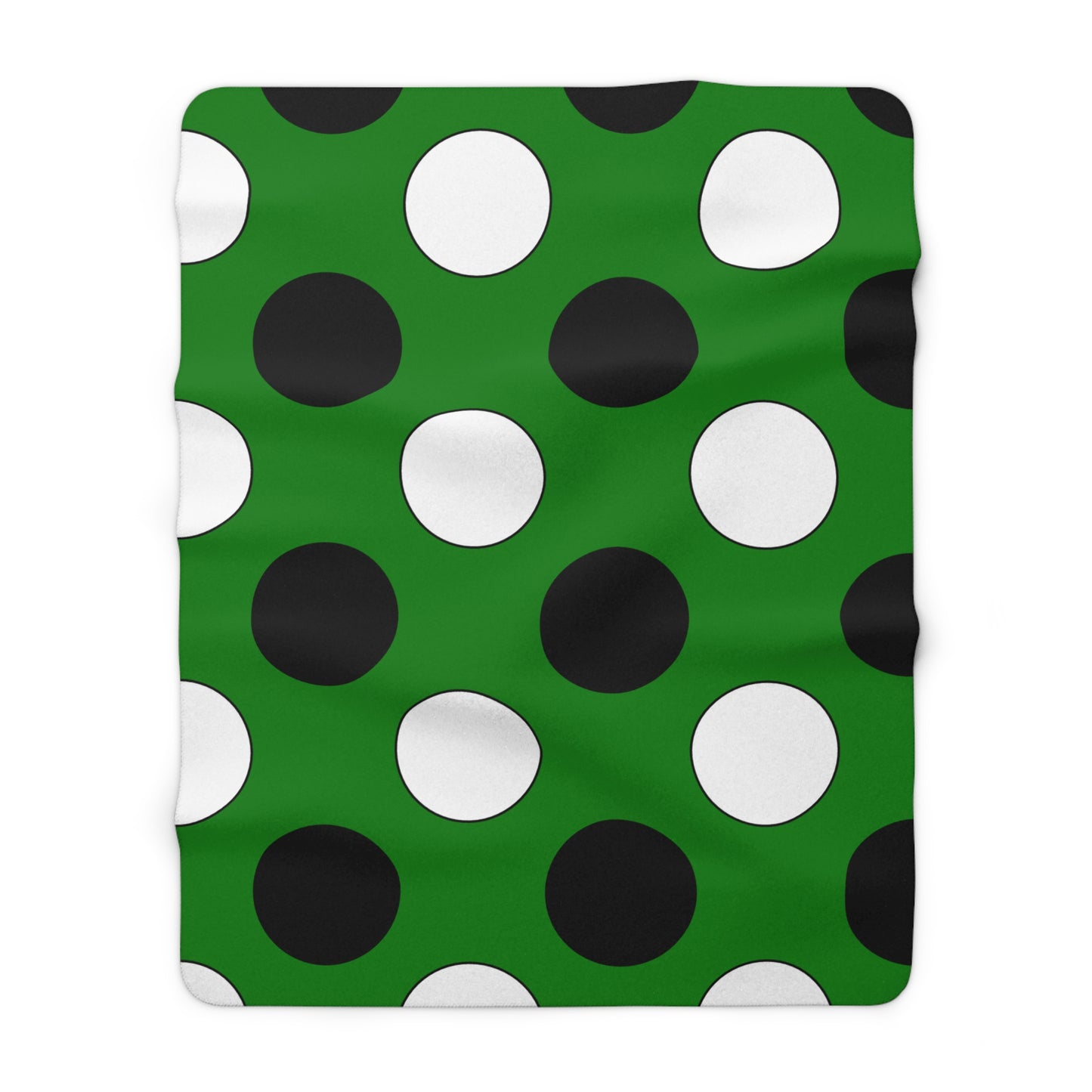 Green, Black, White Retro Polka Dots Blanket Throw