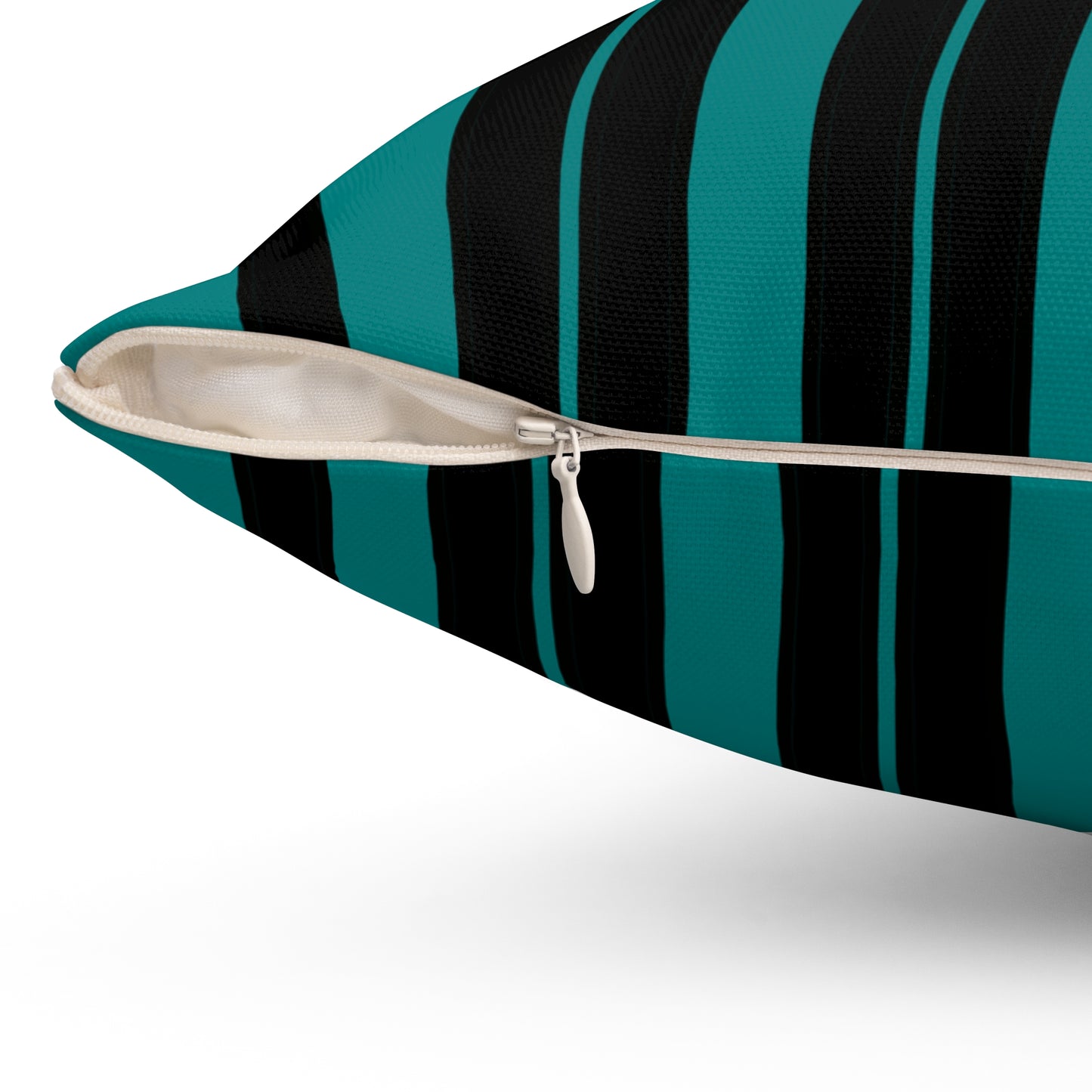 Teal, Black Retro Stripes Cushion Pillow