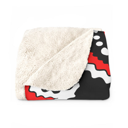 Black, White, Red Retro Paisley Blanket Throw
