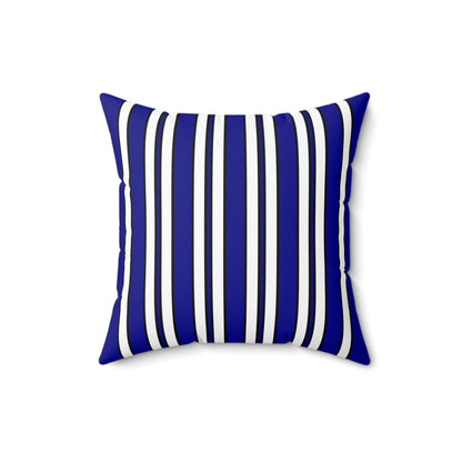Dark Blue, White Retro Stripes Cushion Pillow