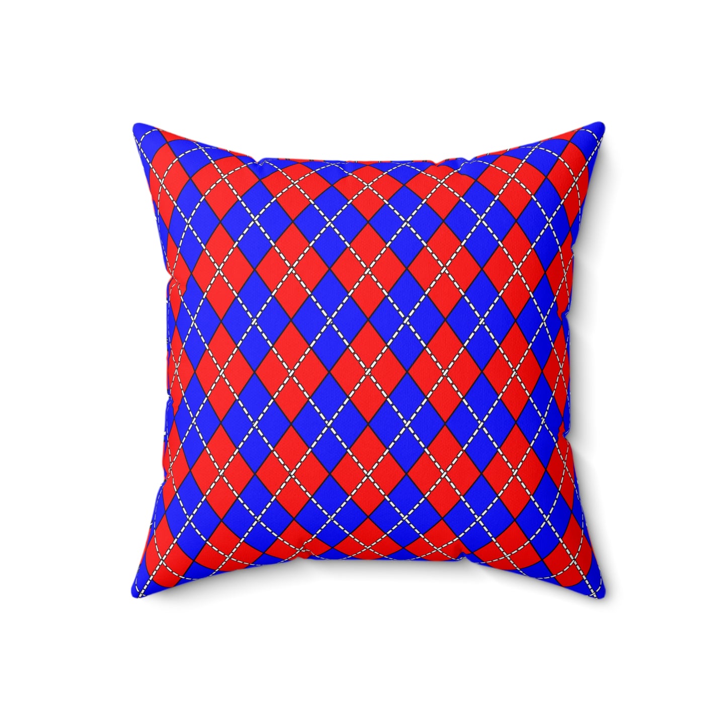 Blue, Red Retro Argyle Cushion Pillow