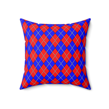 Blue, Red Retro Argyle Cushion Pillow