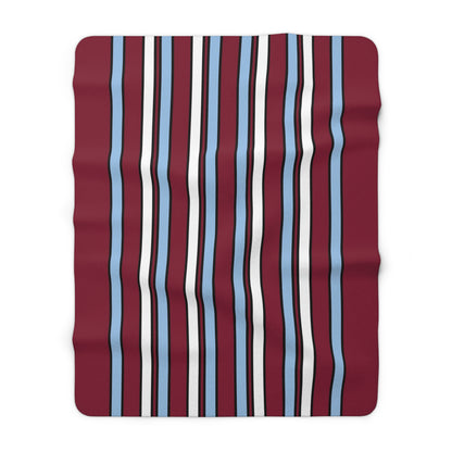 Claret, Blue, White Retro Stripe Blanket Throw