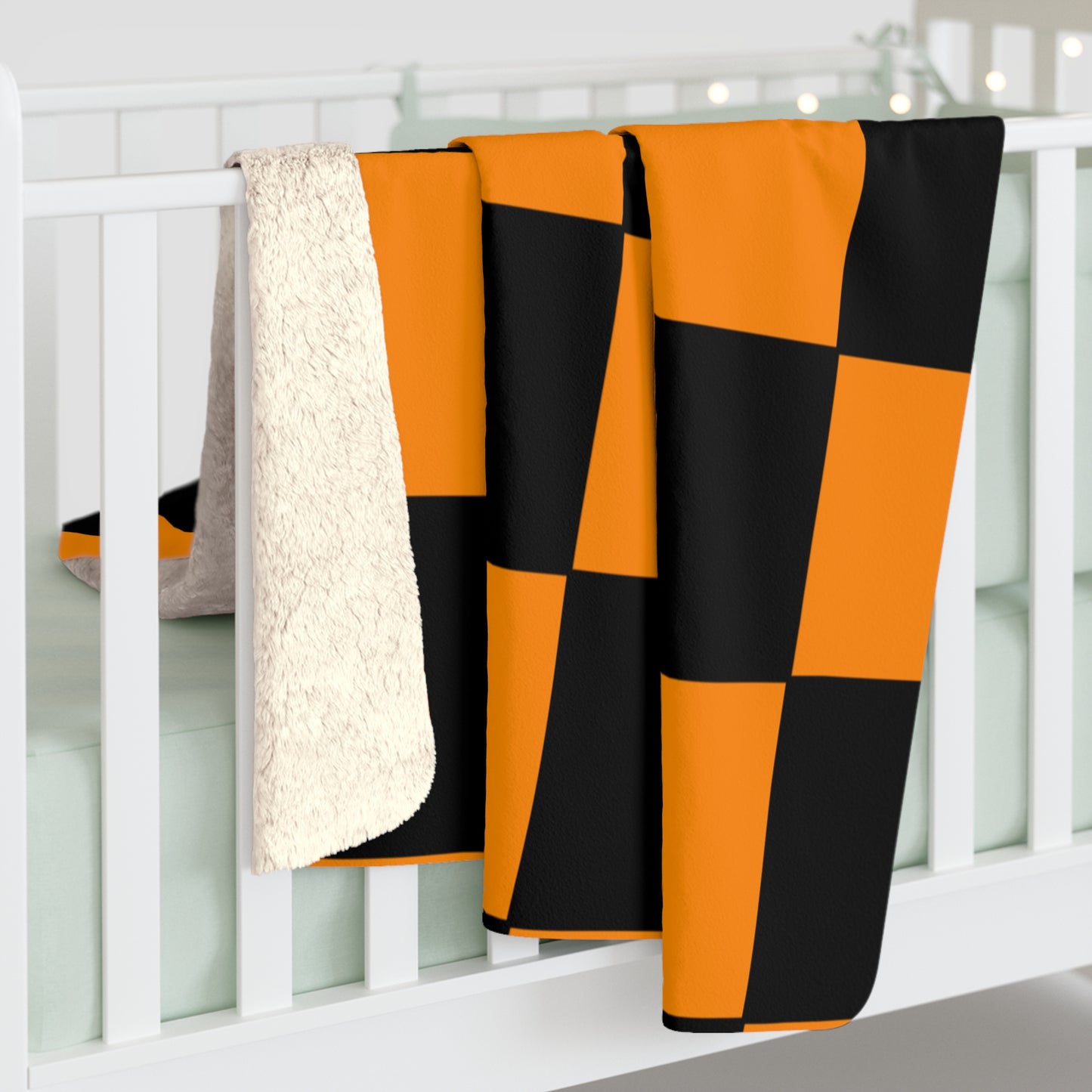 Dark Orange, Black Retro Check Blanket Throw