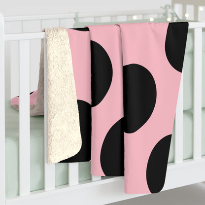 Pink, Black Retro Polka Dots Blanket Throw
