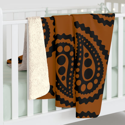 Brown, Black Retro Paisley Blanket Throw