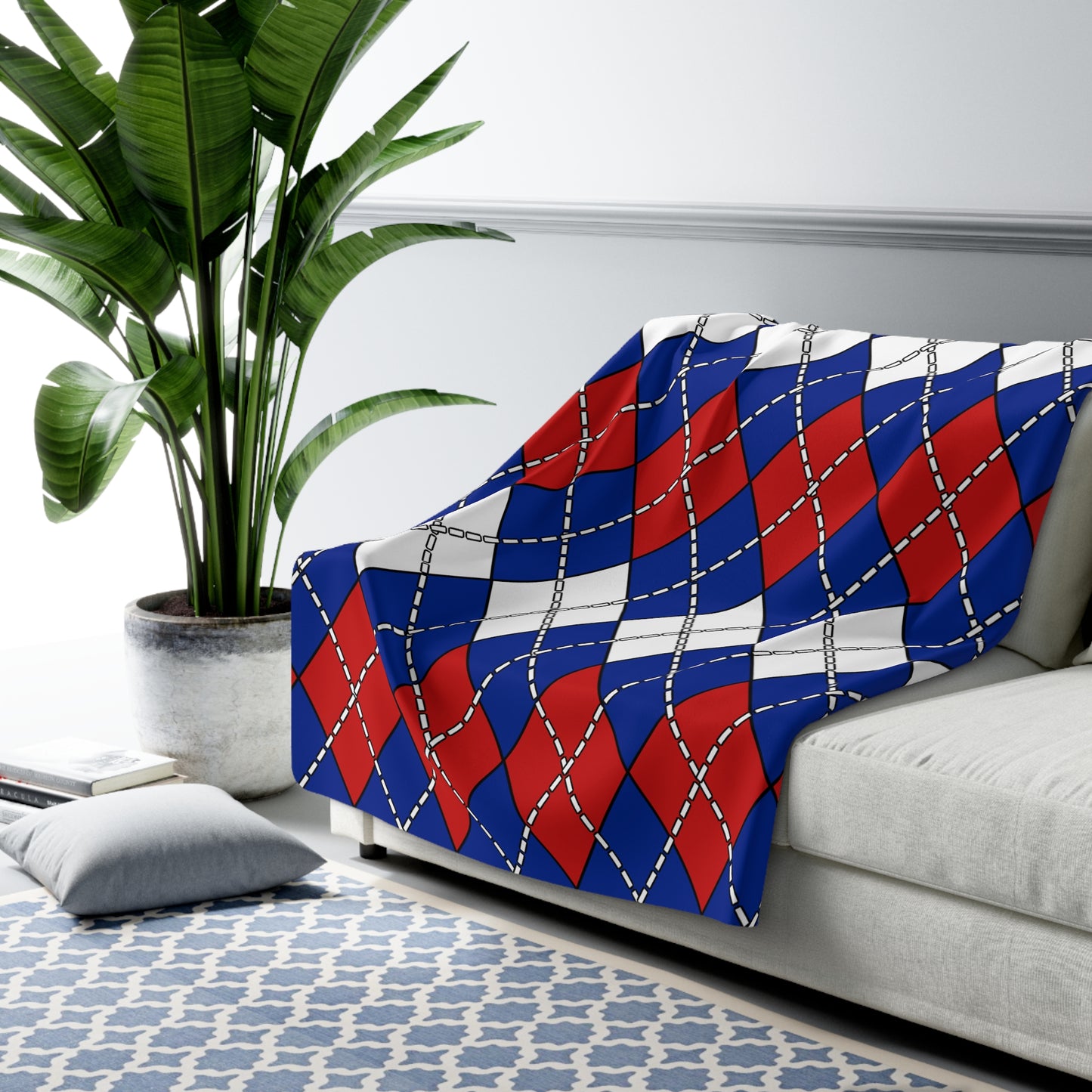 Cuba Retro Argyle Blanket Throw
