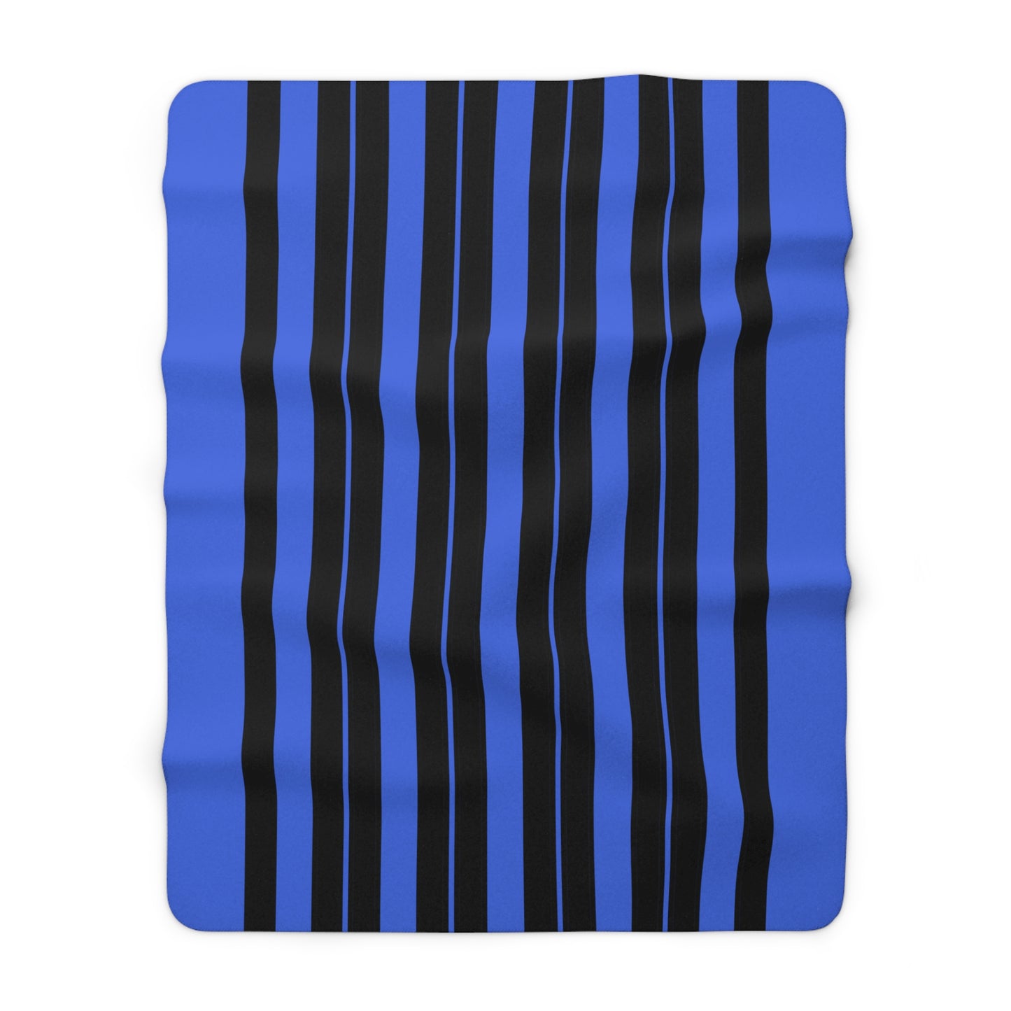 Royal Blue, Black Retro Stripes Blanket Throw