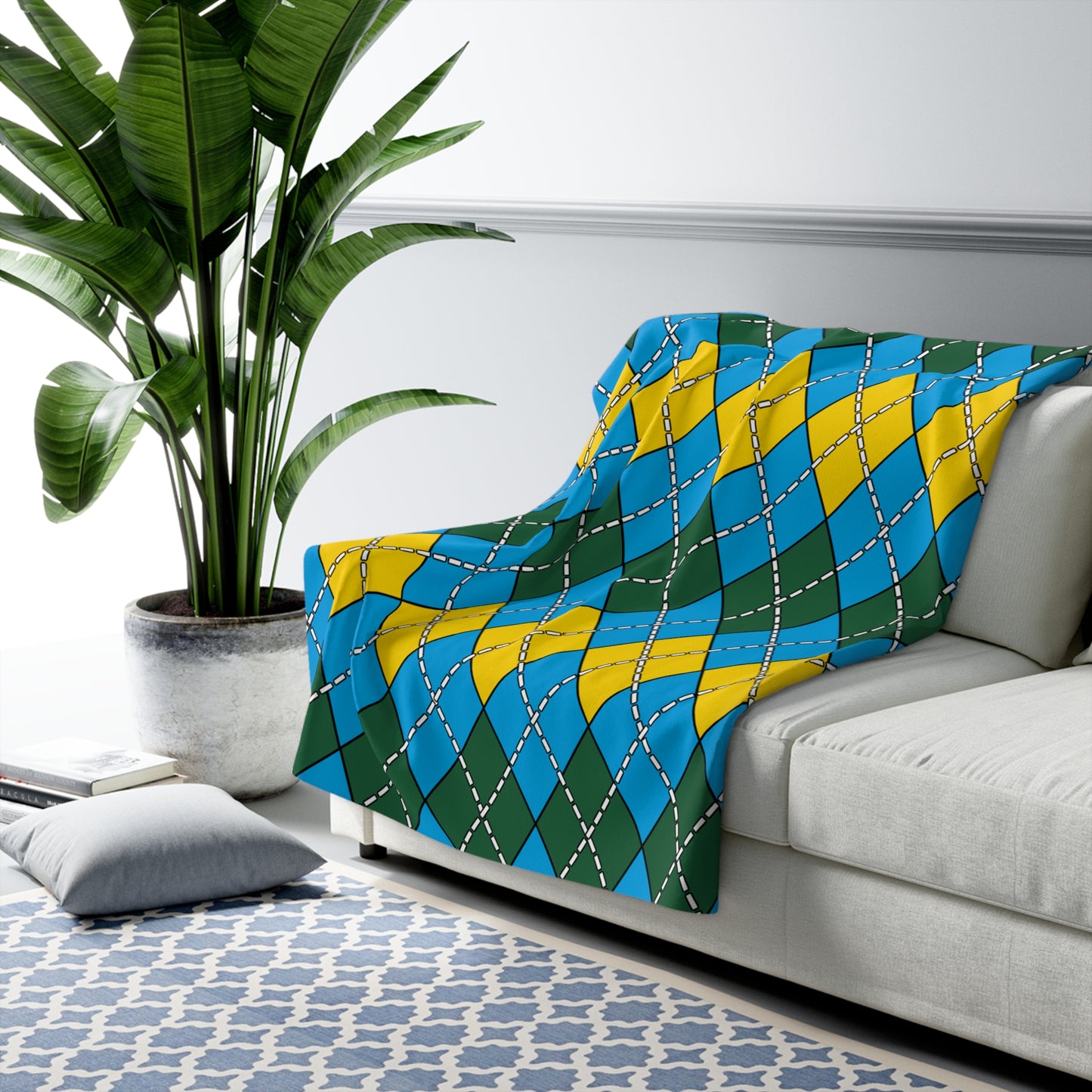 Rwanda Retro Argyle Blanket Throw