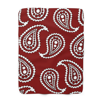 Dark Red, White Retro Paisley Blanket Throw