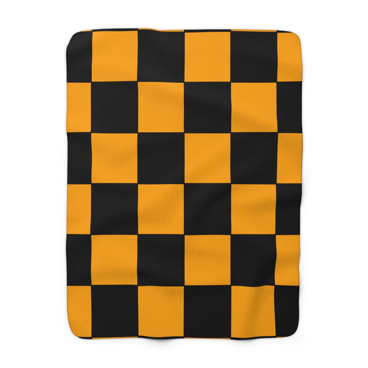 Orange, Black Retro Check Blanket Throw