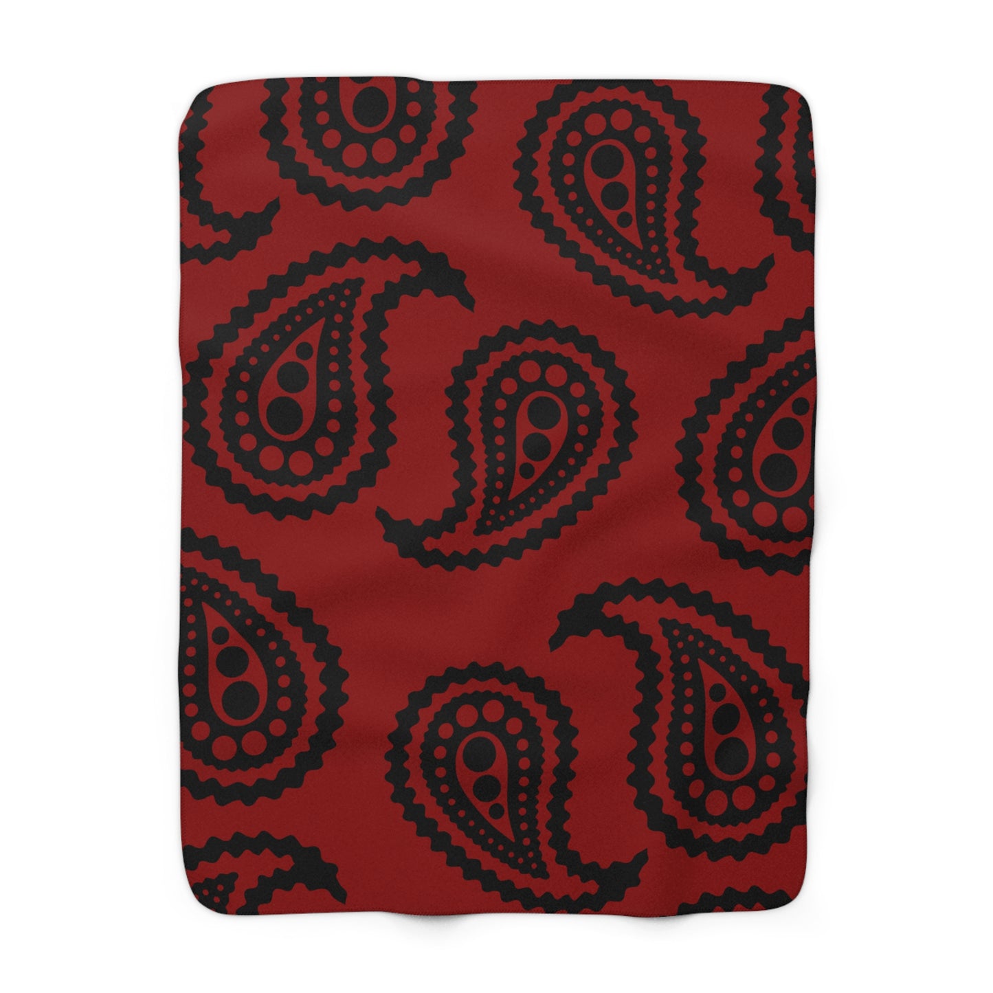 Dark Red, Black Retro Paisley Blanket Throw