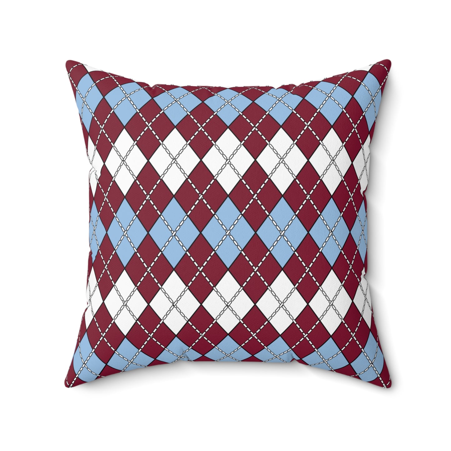 Claret, Blue, White Retro Argyle Cushion Pillow