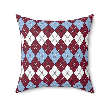Claret, Blue, White Retro Argyle Cushion Pillow