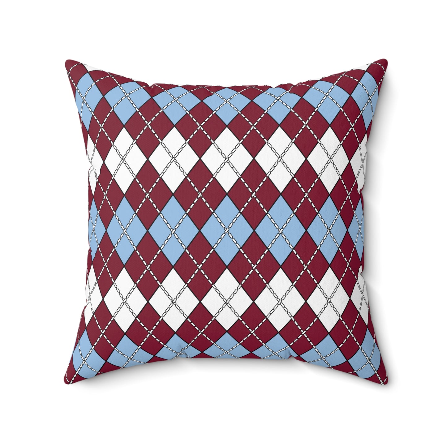 Claret, Blue, White Retro Argyle Cushion Pillow