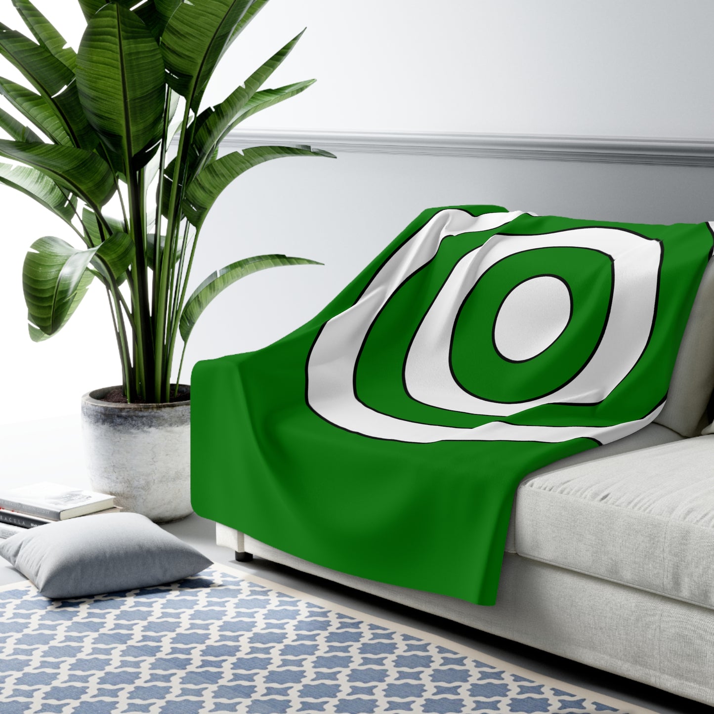 Green, White Retro Target Blanket Throw