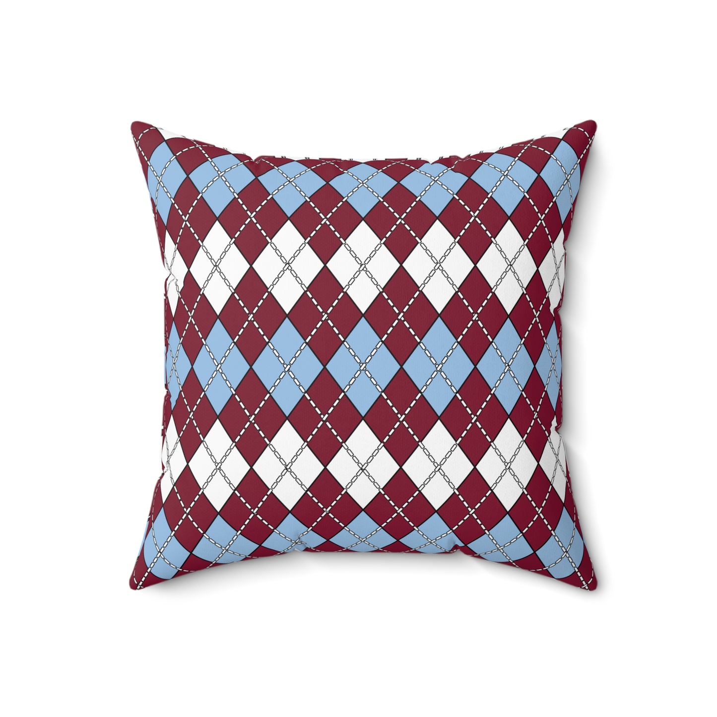 Claret, Blue, White Retro Argyle Cushion Pillow