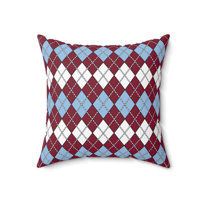 Claret, Blue, White Retro Argyle Cushion Pillow