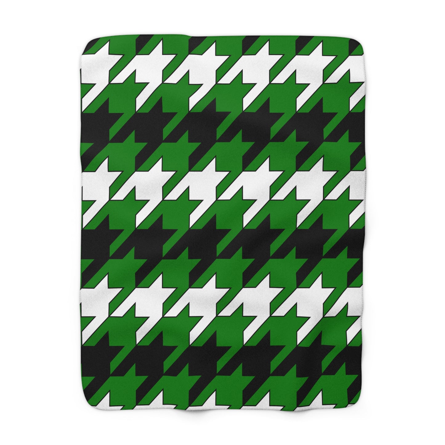 Green, Black, White Retro Houndstooth Blanket Throw