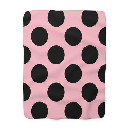 Pink, Black Retro Polka Dots Blanket Throw