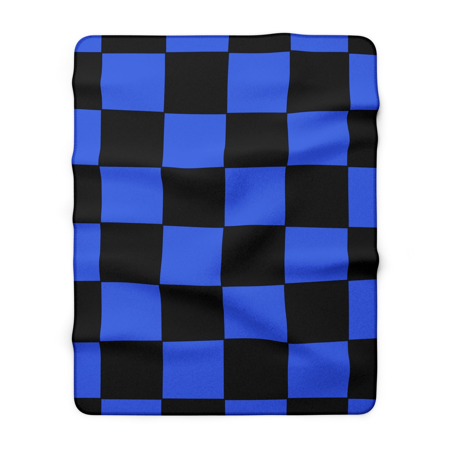 Royal Blue, Black Retro Check Blanket Throw
