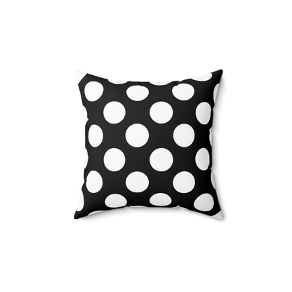 Black, White Retro Polka Dots Cushion Pillow