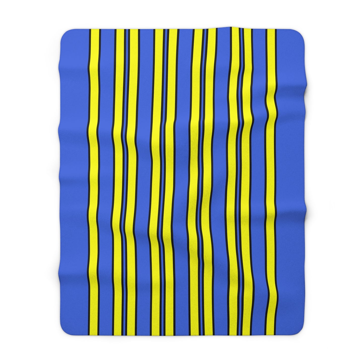 Royal Blue, Yellow Retro Stripes Blanket Throw