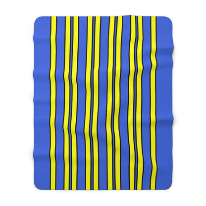 Royal Blue, Yellow Retro Stripes Blanket Throw