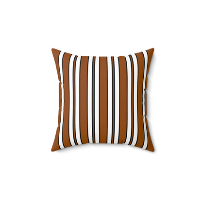 Brown, White Retro Stripes Cushion Pillow