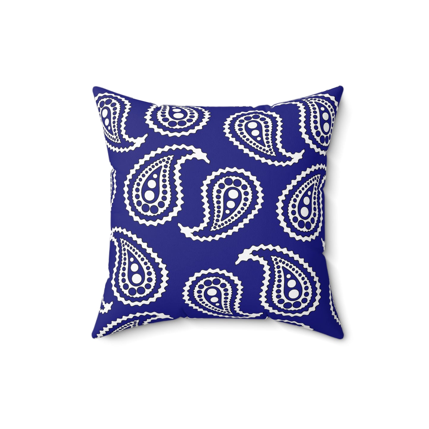 Navy Blue, White Retro Paisley Cushion Pillow