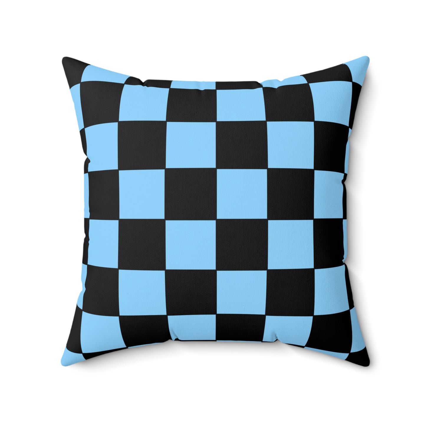 Light Blue, Black Retro Check Cushion Pillow