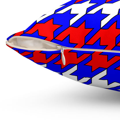 Blue, White, Red Retro Houndstooth Cushion Pillow