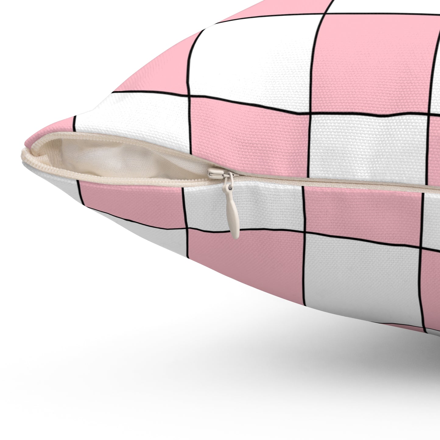 Pink, White Retro Check Cushion Pillow