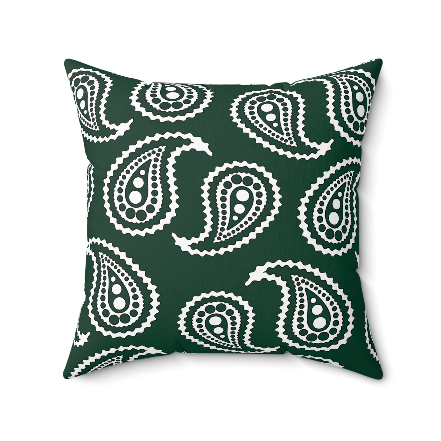 Dark Green, White Retro Paisley Cushion Pillow