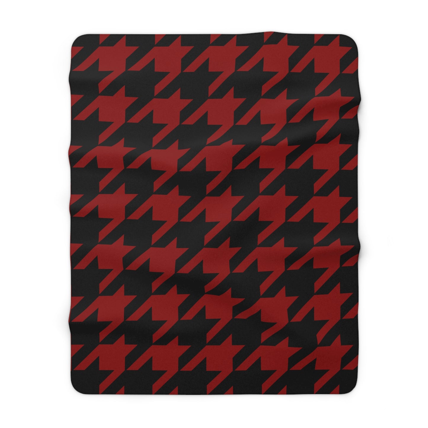 Dark Red, Black Retro Houndstooth Blanket Throw