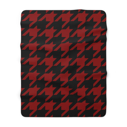 Dark Red, Black Retro Houndstooth Blanket Throw